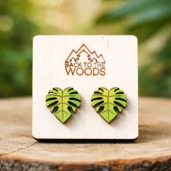 leseni uhani monstere ročno poslikani unikatni